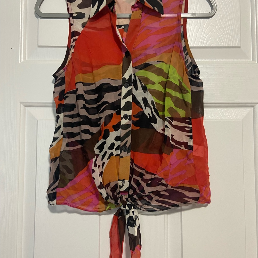 Trina Turk sheer tie waist top